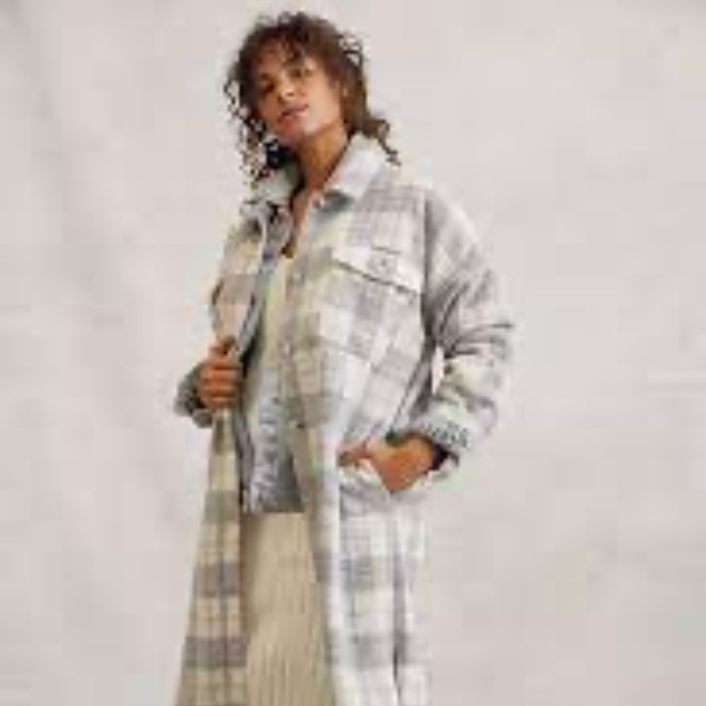 IF BY SEA Anthropolgie Bobbie Plaid Shacket - Picture 7 of 12